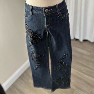 Embellished boot cut 00’s Cache jeans